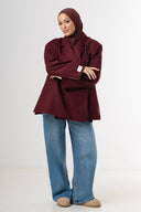 Dad Oversized Striped-Blazer - Bordeaux