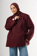 Dad Oversized Striped-Blazer - Bordeaux