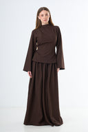 Double Button Two-Piece Set - Brown