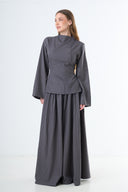 Double Button Two-Piece Set - Grey