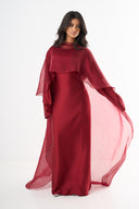 Elegant Cape Dress - Red