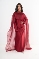 Elegant Cape Dress - Red