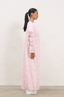Floral Lace Abaya - Pink