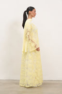 Floral Lace Abaya - Yellow