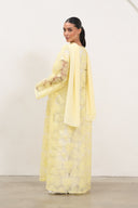 Floral Lace Abaya - Yellow
