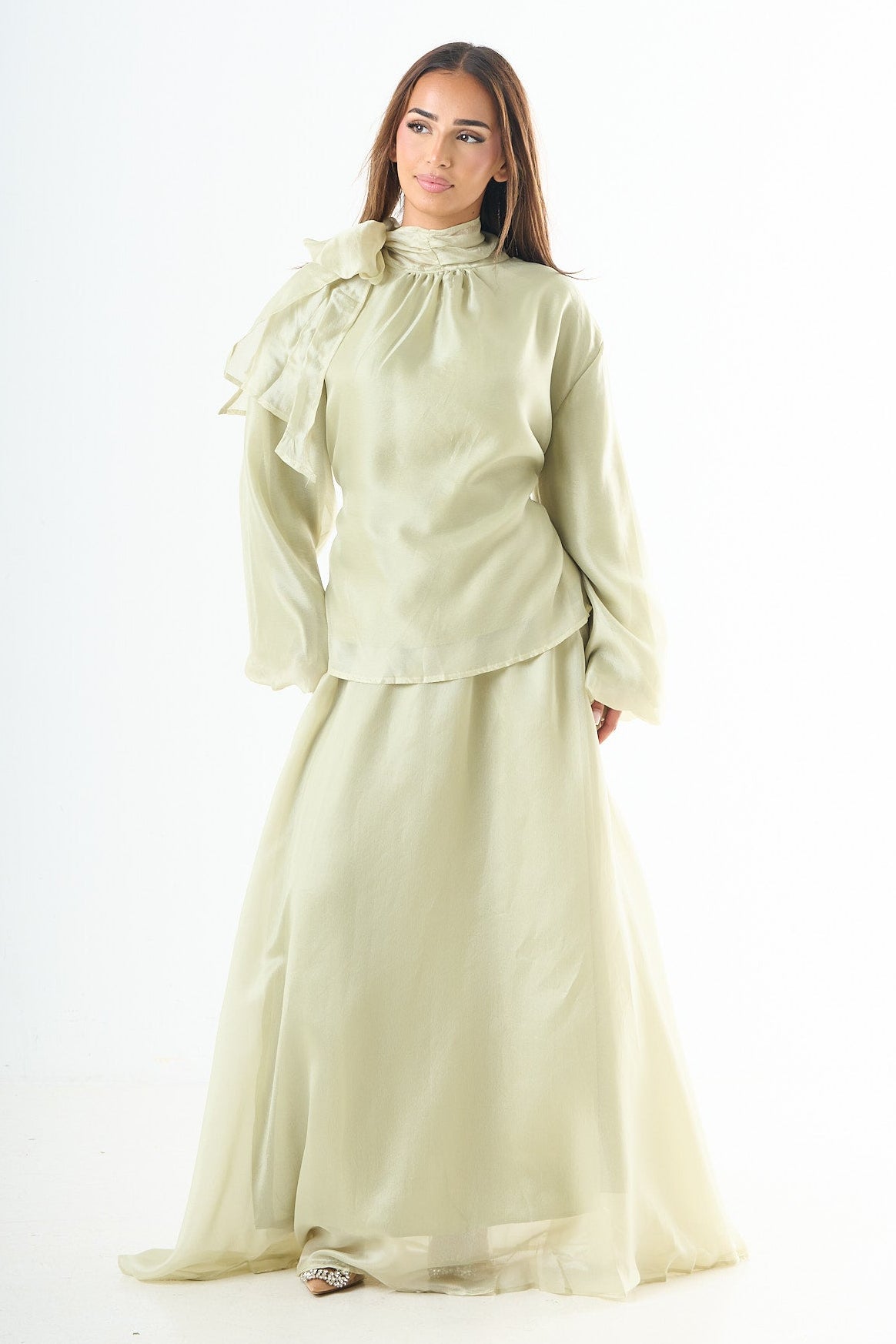 Glossy maxi skirt - Green