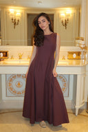 Half Sleeves Dress - Aubergine