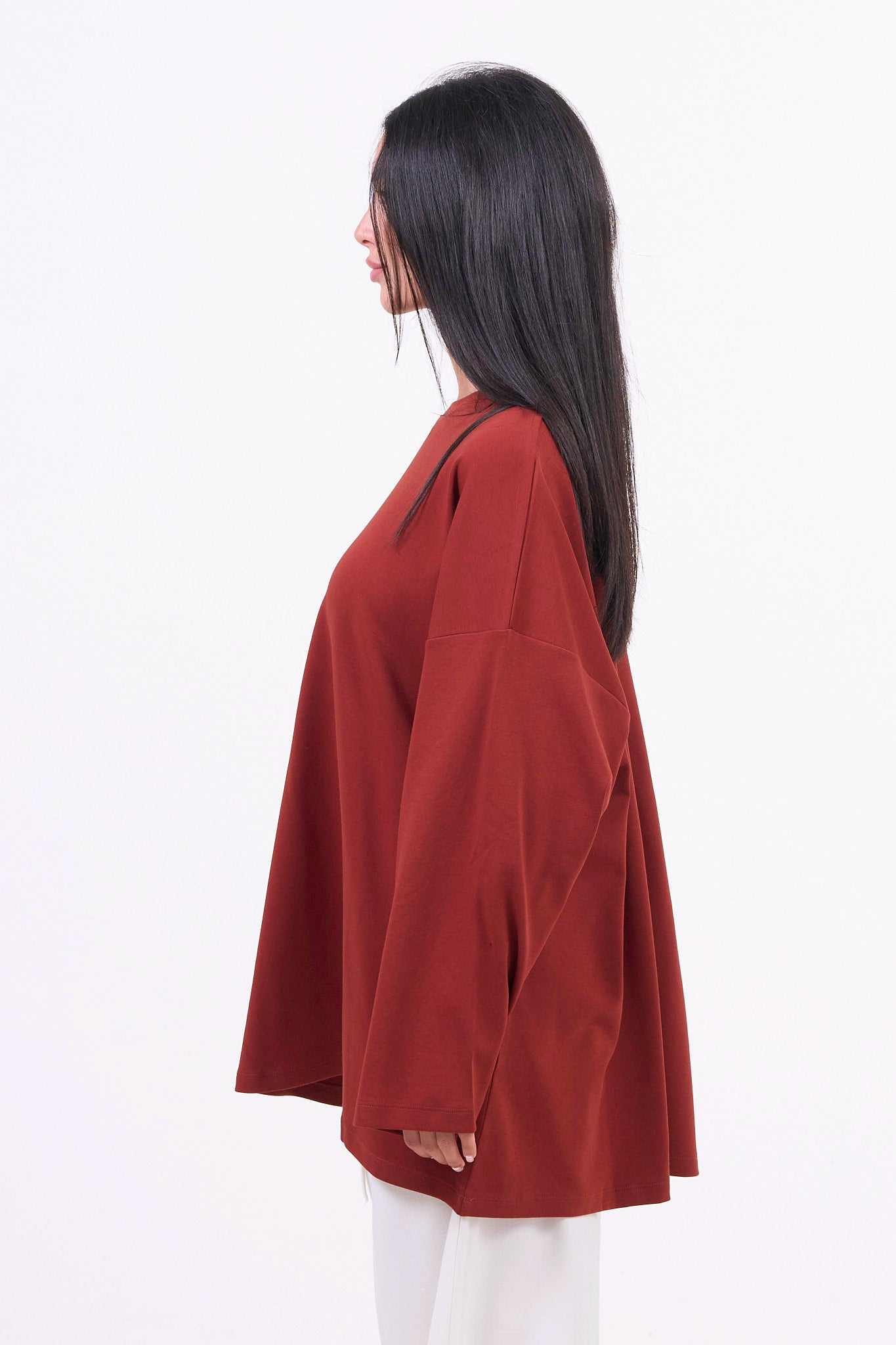 Heavyweight Oversized Long-Sleeved T-shirt - Orange-5