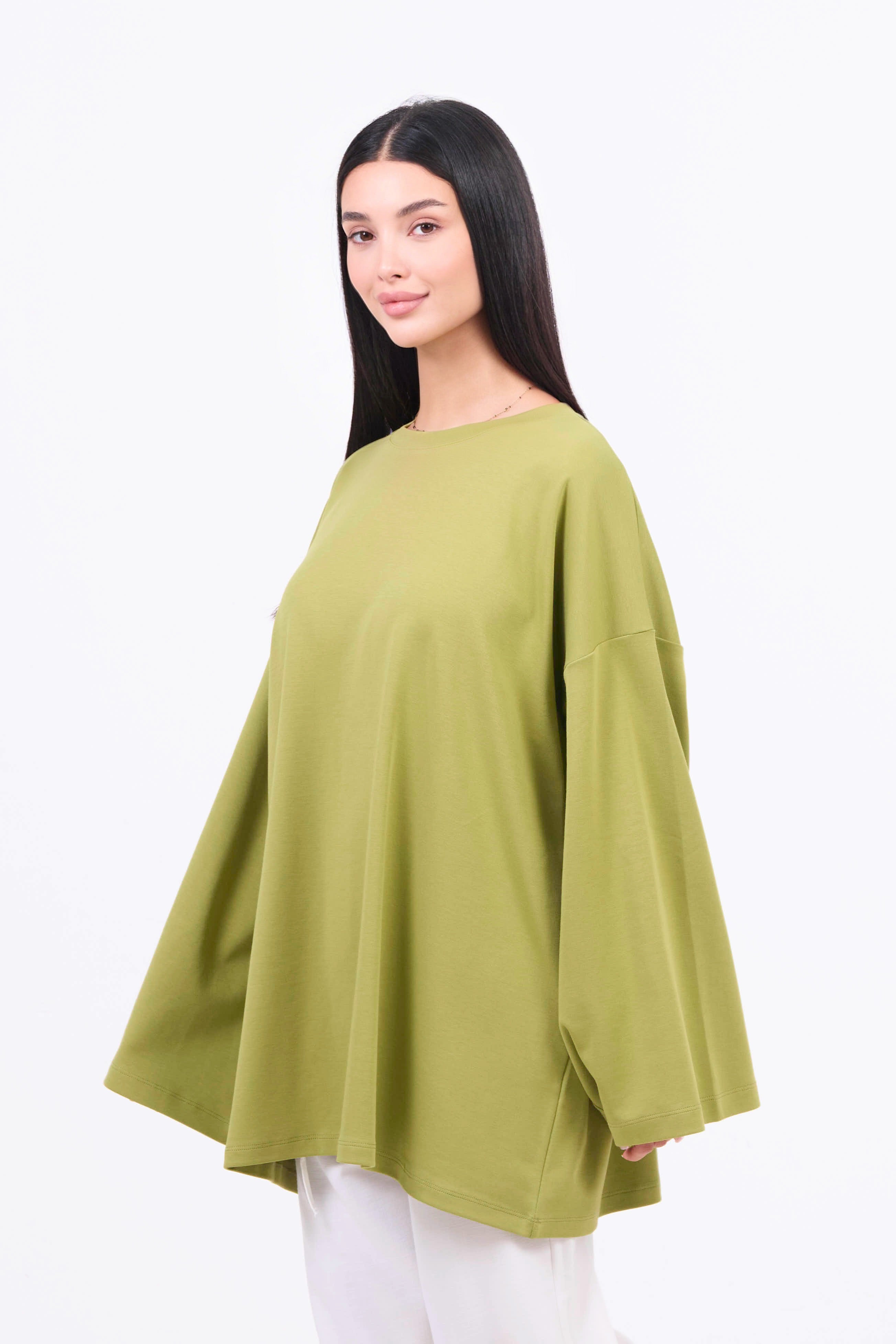 Heavyweight Oversized Long-Sleeved T-shirt - Pistachio-3
