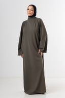 High Neck Abaya - Khaki