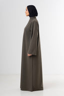 High Neck Abaya - Khaki