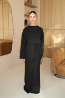 Two-Piece Wrap Skirt Set - Black