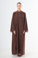 Lace Abaya Set - Brown