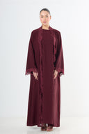 Lace Abaya Set - Wine