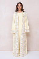 Luxury Embroidered Abaya Set - Yellow