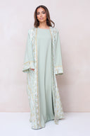 Luxury Embroidered Abaya Set - Green
