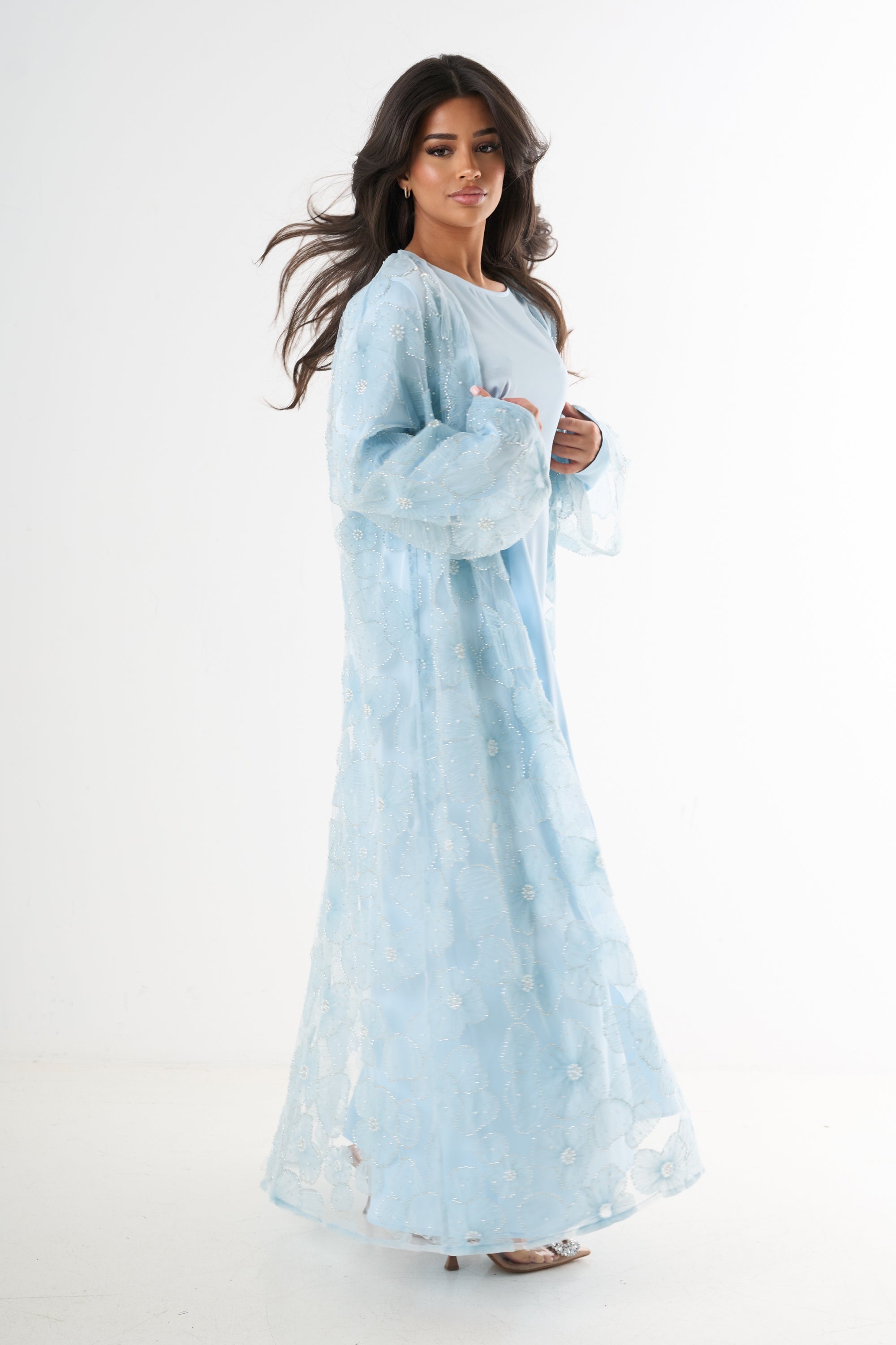 Luxury Flower Abaya 3-Piece Set