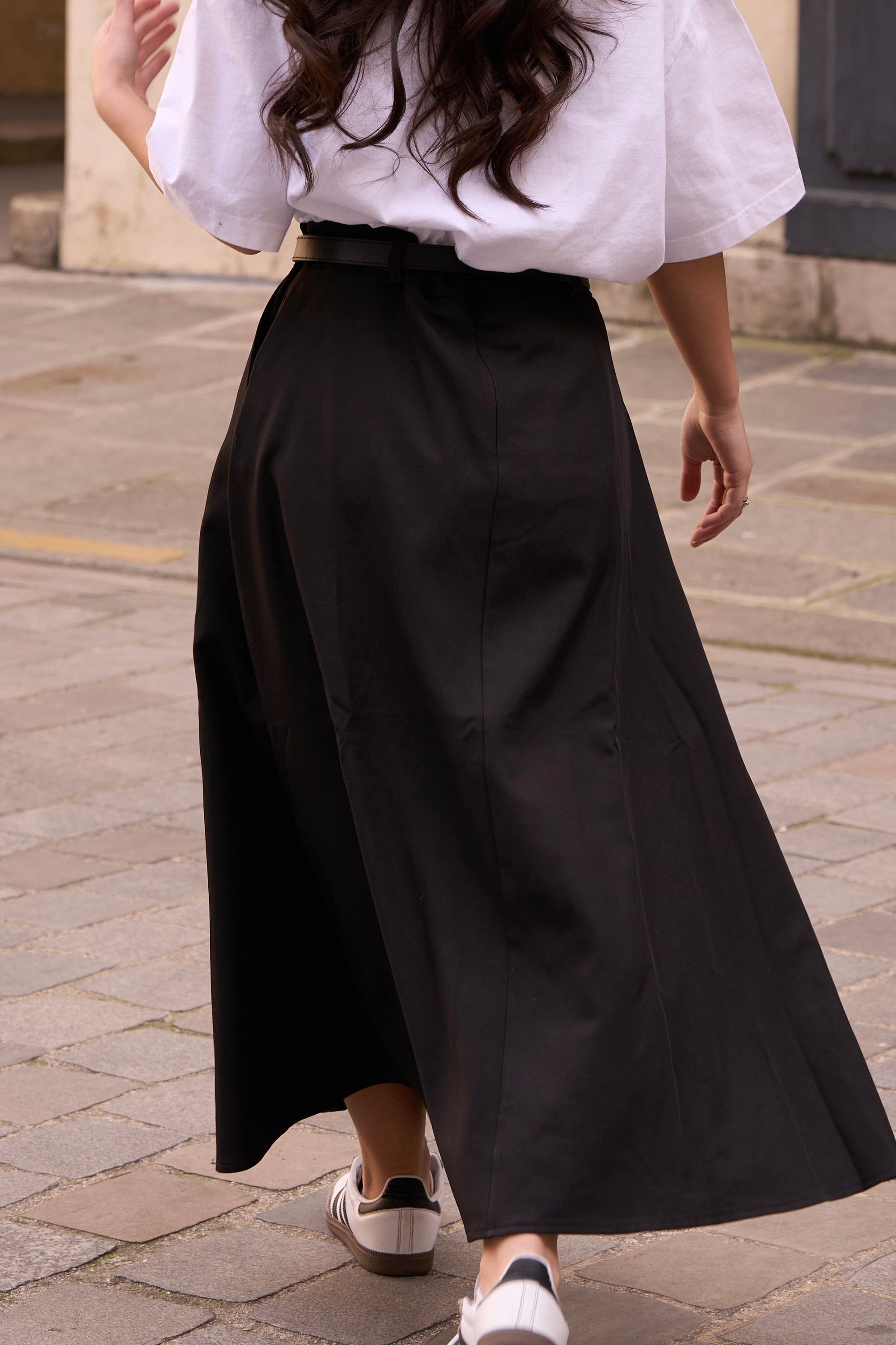 Noir Belted Elegance Skirt