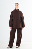 Oversized Cotton Tracksuit - Brown