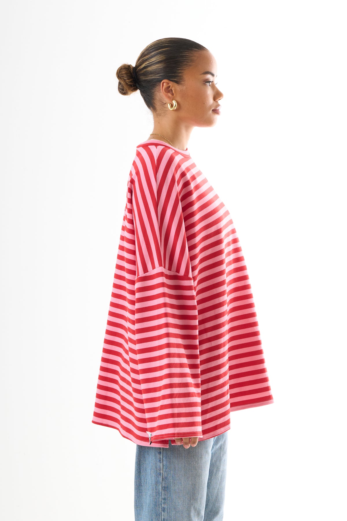 Oversized Long-Sleeved T-shirt - Candy Stripe