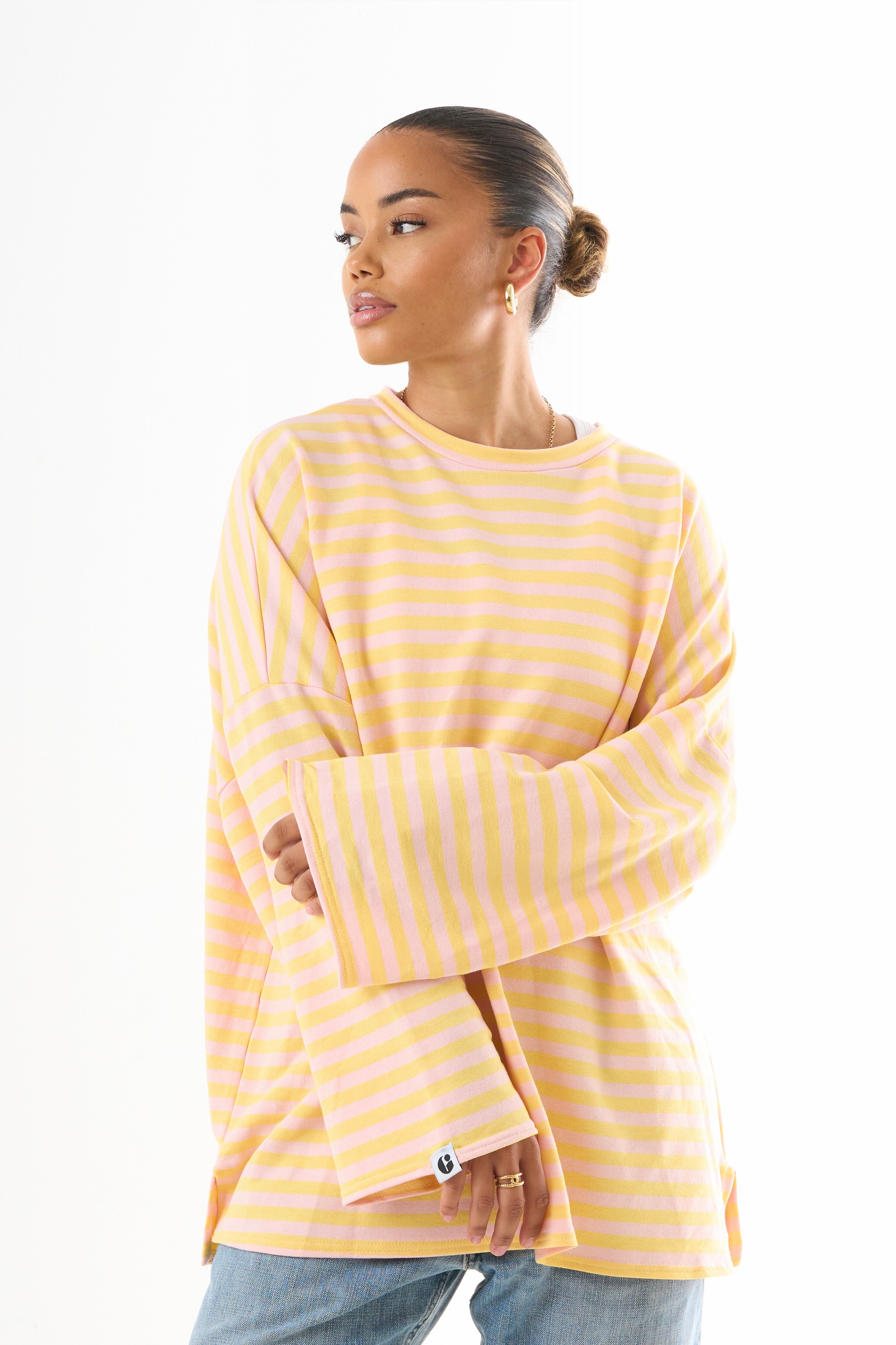 Oversized Long-Sleeved T-shirt - Lemon Pink-1