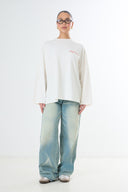 Oversized Long-sleeved T-shirt - Embroidered red