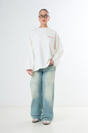 Oversized Long-sleeved T-shirt - Embroidered red