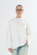 Oversized Long-sleeved T-shirt - Embroidered red