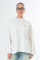 Oversized Long-sleeved T-shirt Embroidered - White