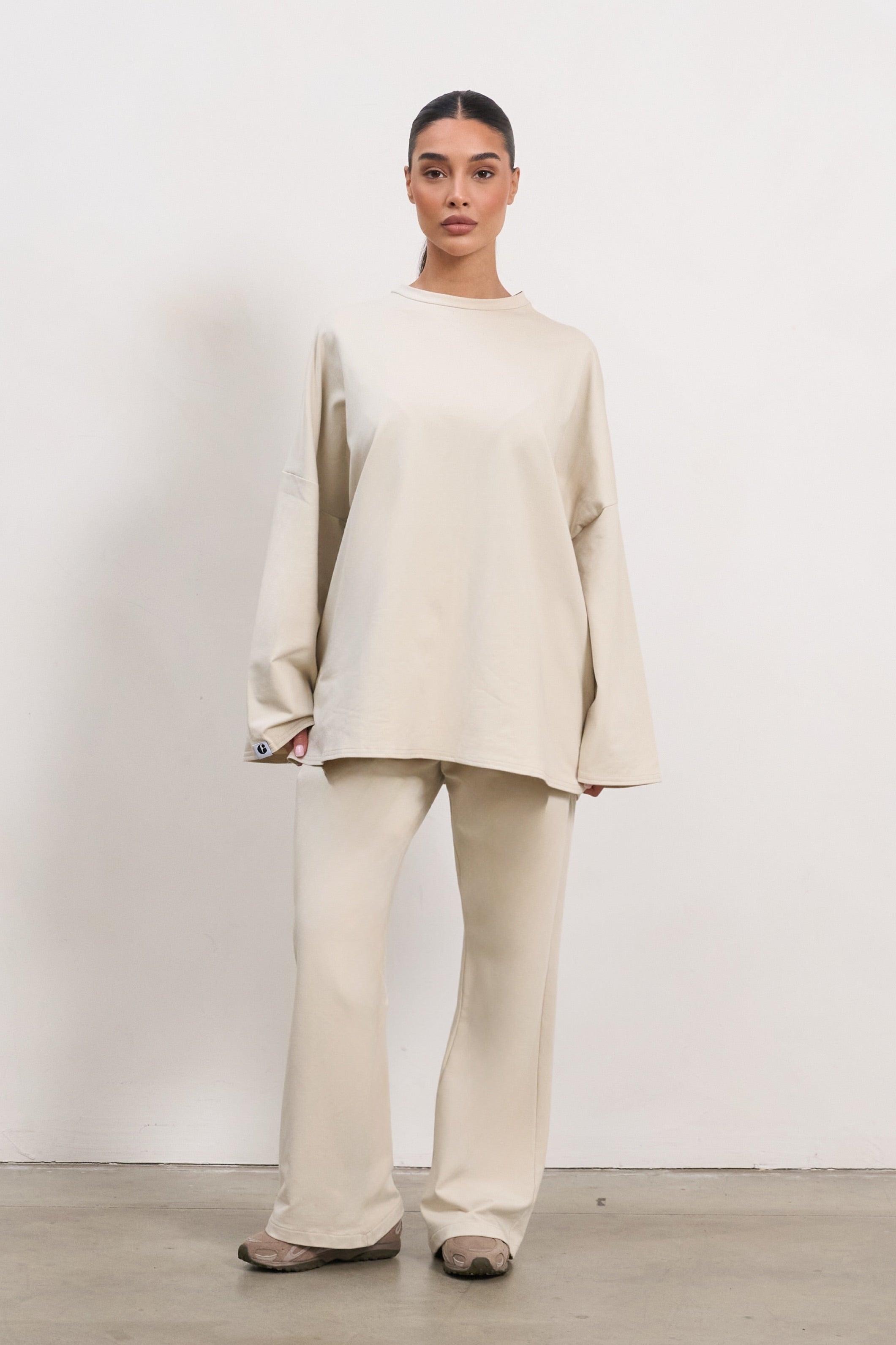 Oversize Langarmshirt - Beige