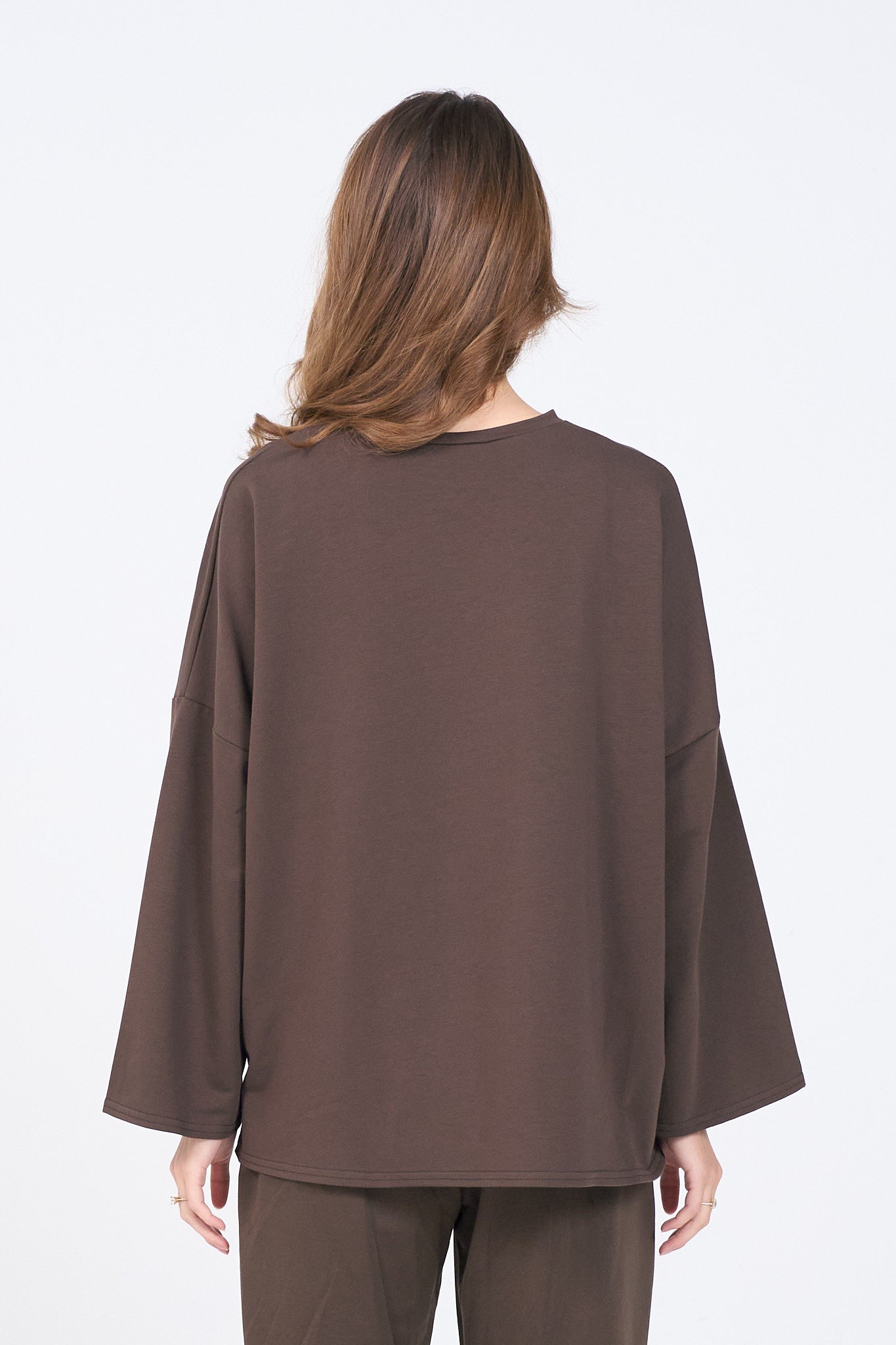 Oversized Langarmshirt - Braun-4