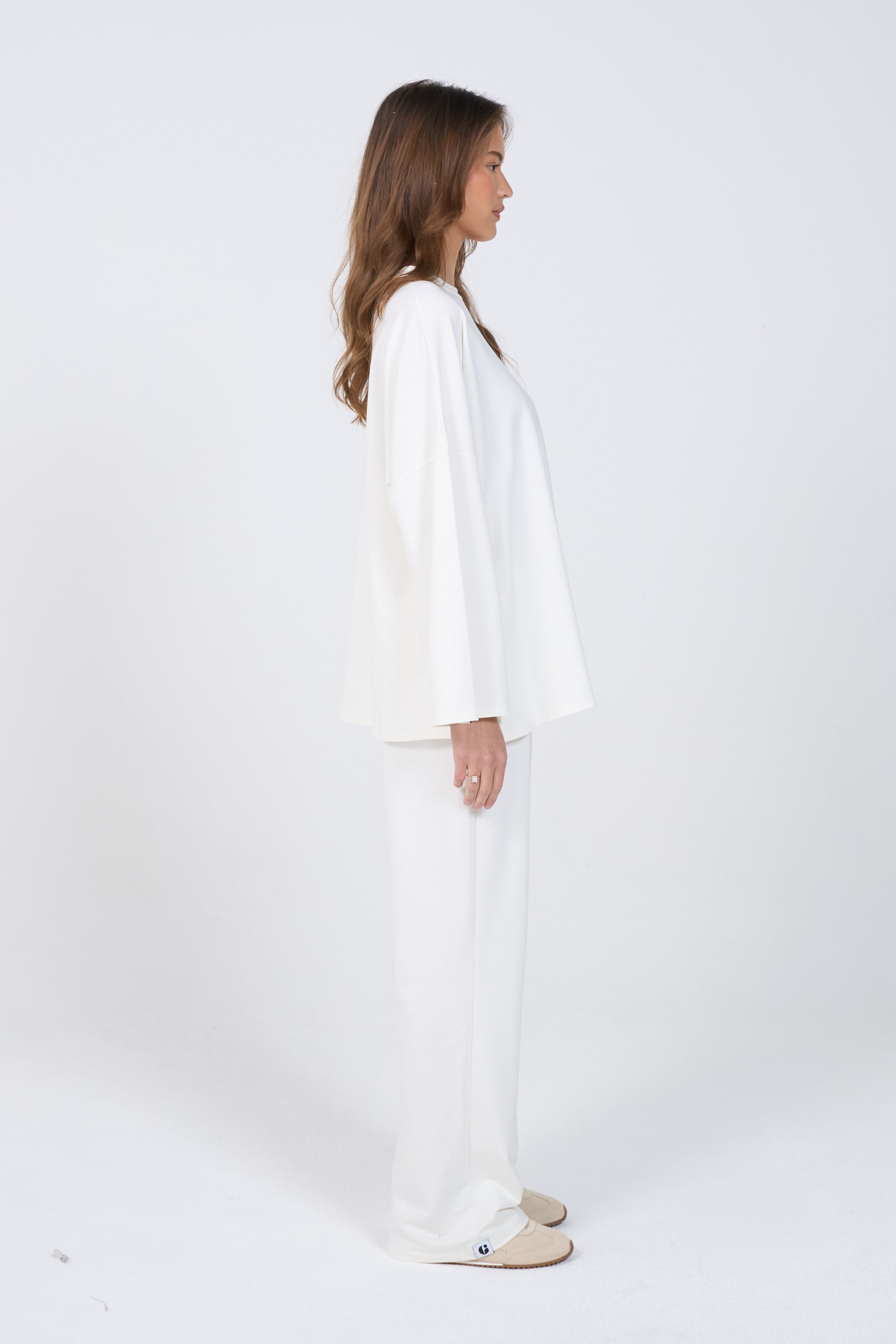 Oversized Long-sleeved T-shirt - Off White-3