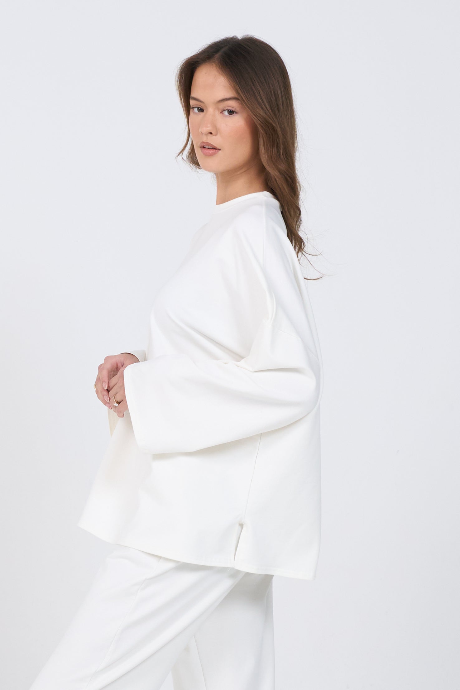 Oversized Long-sleeved T-shirt - Off White-6