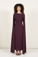 Pearls Dress With Long Sleeves - Burgundy