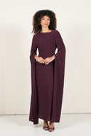 Pearls Dress With Long Sleeves - Burgundy