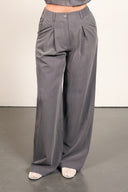 Pinstripe Wide Leg Pants – Grey