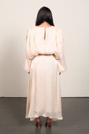 Pleated Elegance Maxi Dress - Light Beige