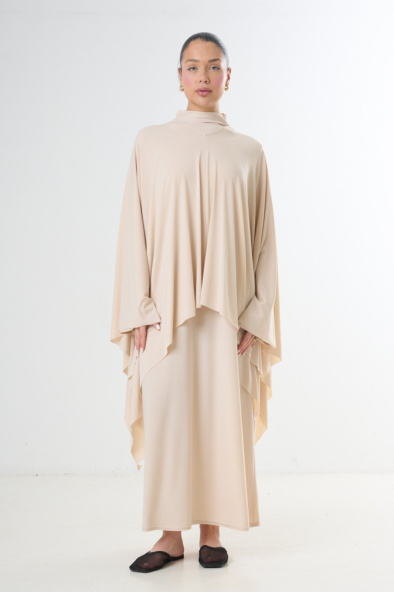 Poncho Premium Jersey Set - Light Beige