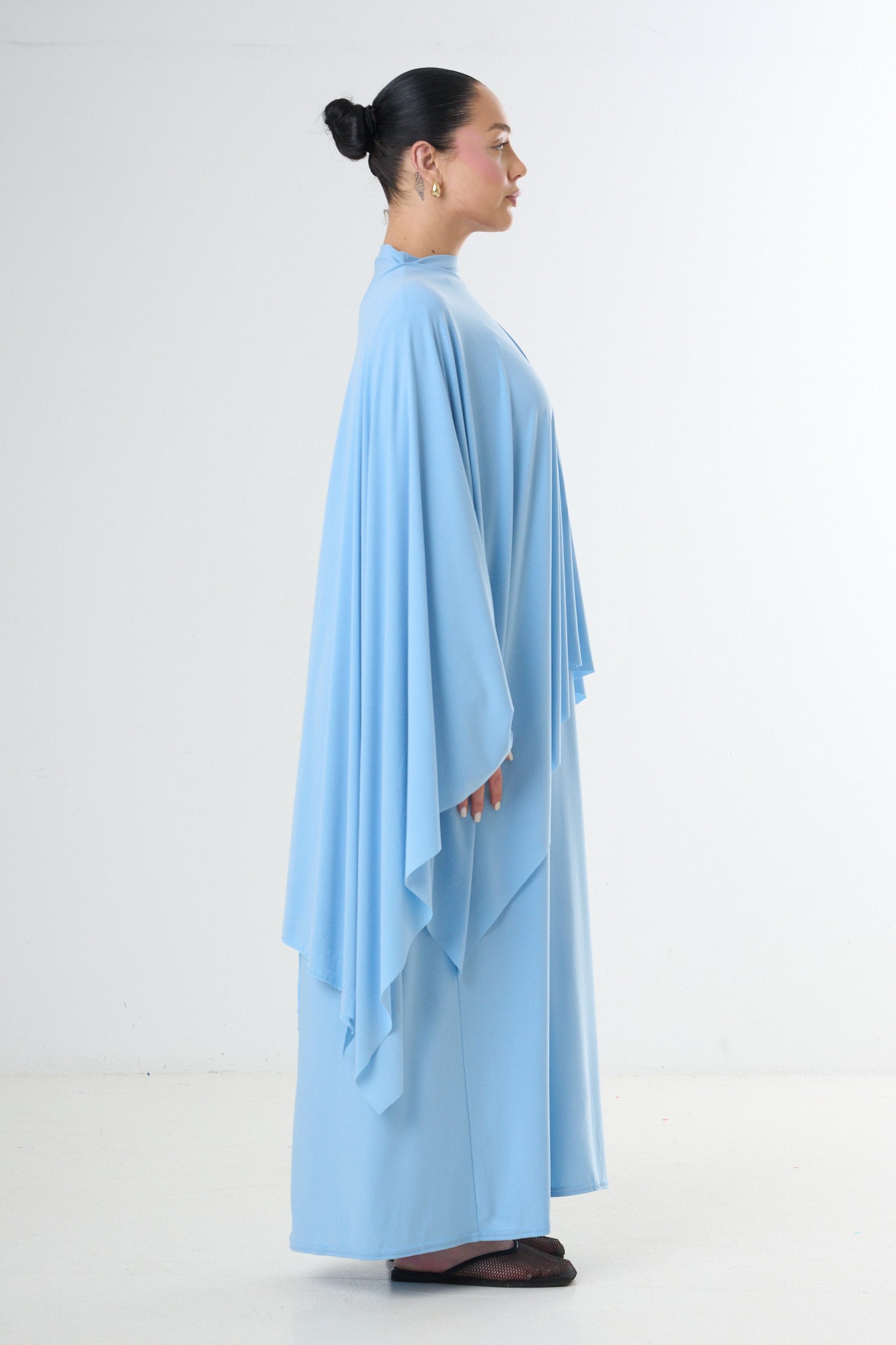Poncho-Set aus Premium-Jersey – Hellblau-3