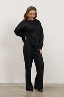 Relaxed Fit Rayon Set – Black