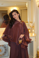 Ruffle Poncho- Aubergine