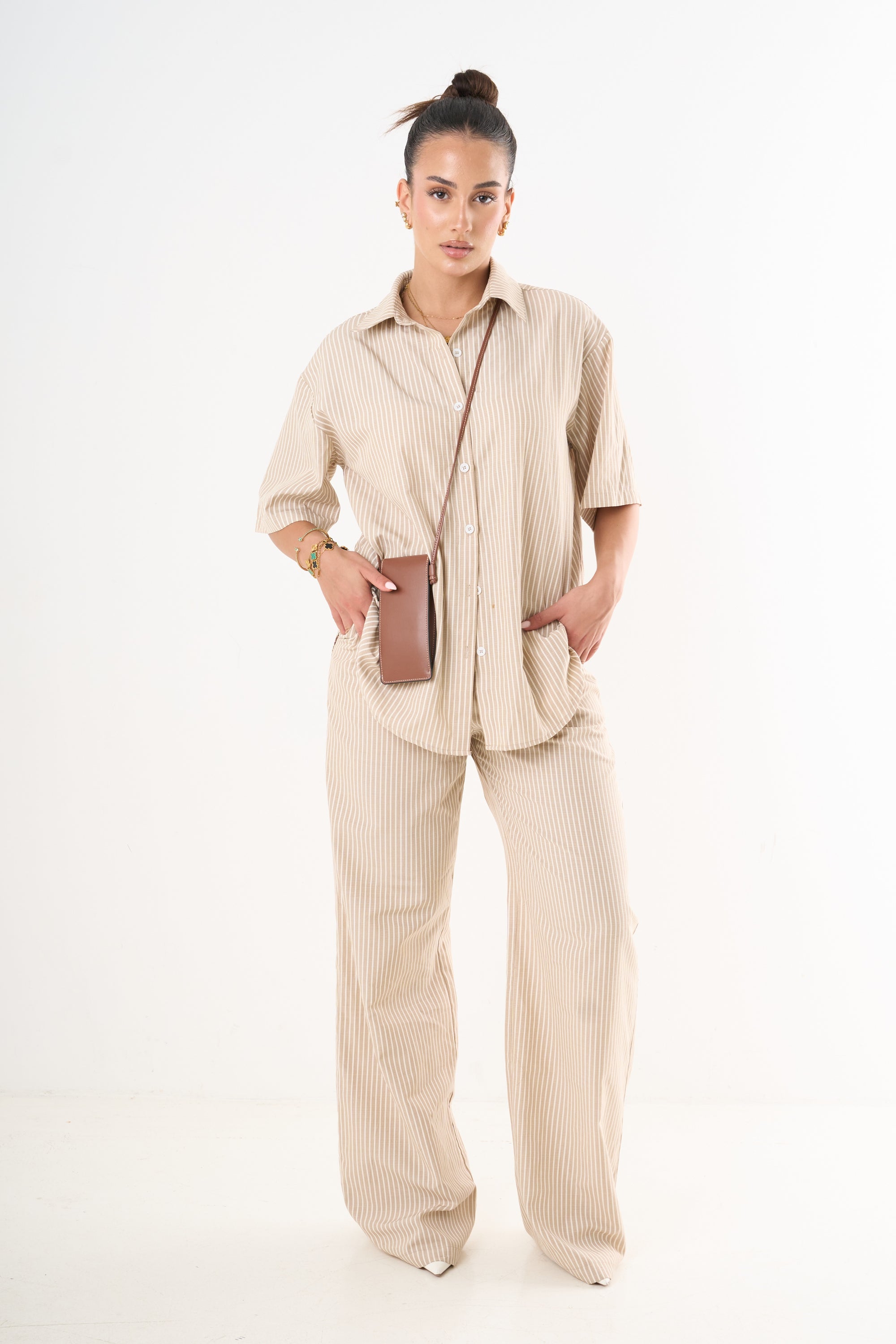 Striped Half-Sleeve Set