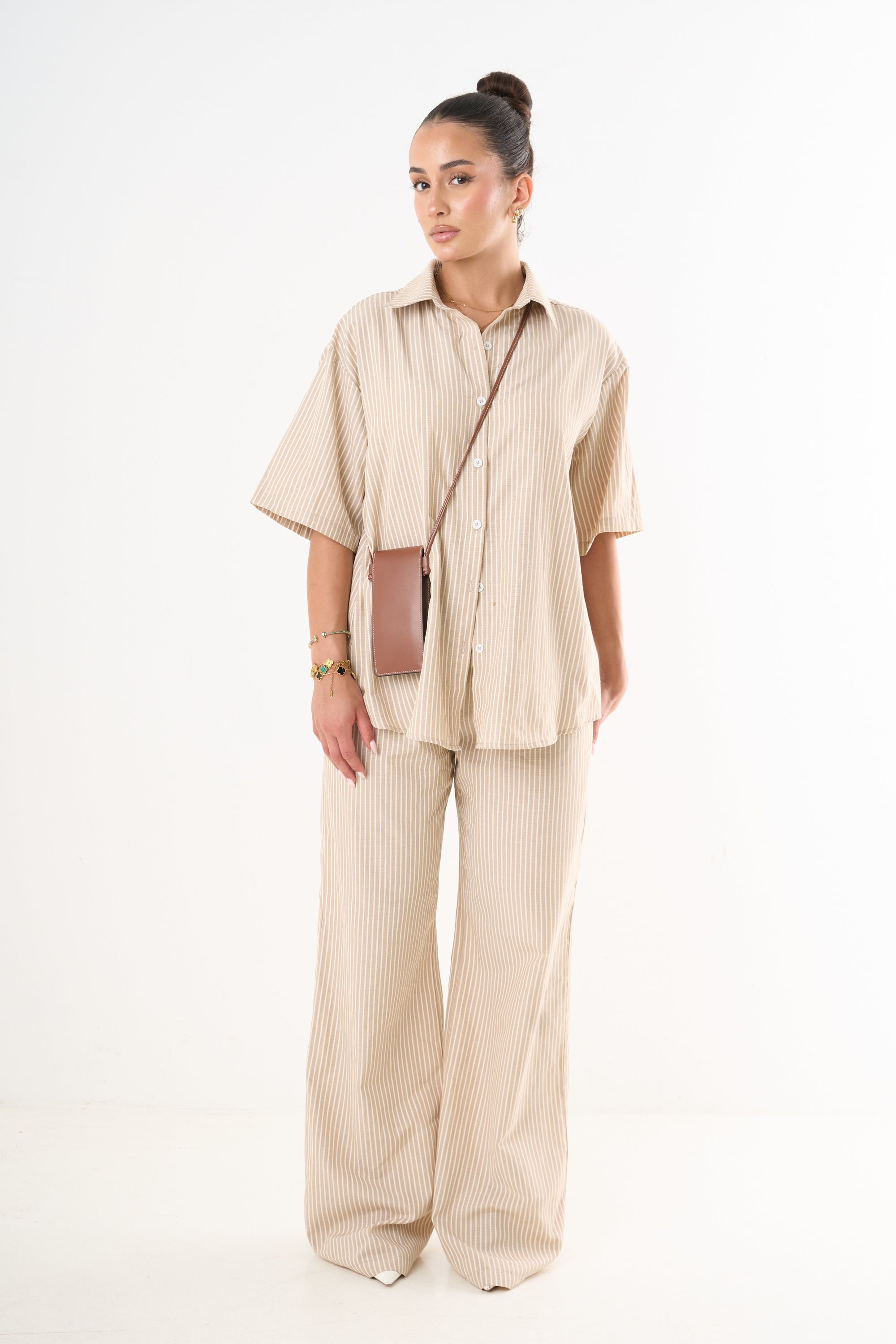 Striped Half-Sleeve Set