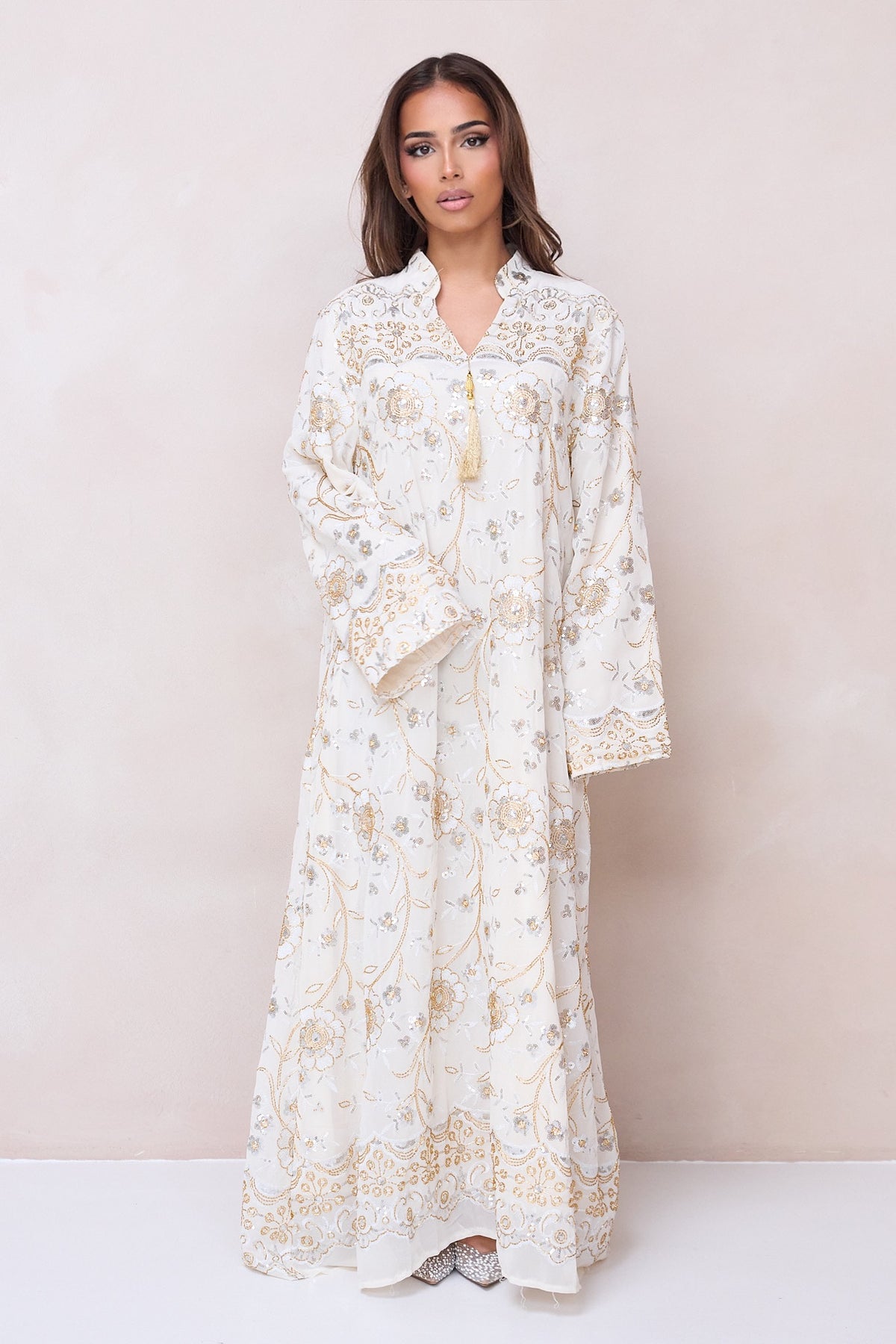 Sultana Gold Abaya - Beige-5