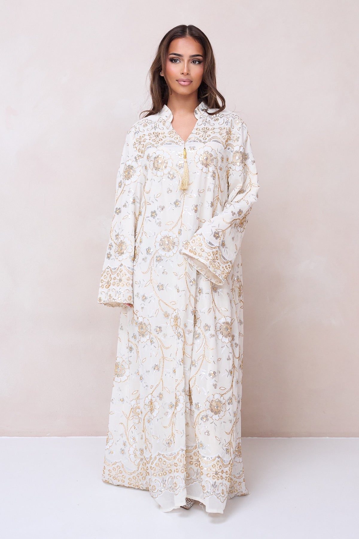 Sultana Gold Abaya - Beige-3