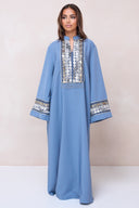Sultana Mirror Detail Abaya - Blue