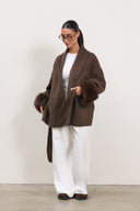 The Luxe Wool Wrap Coat - Dark Brown