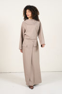 Two-Piece Wrap Skirt Set - Taupe