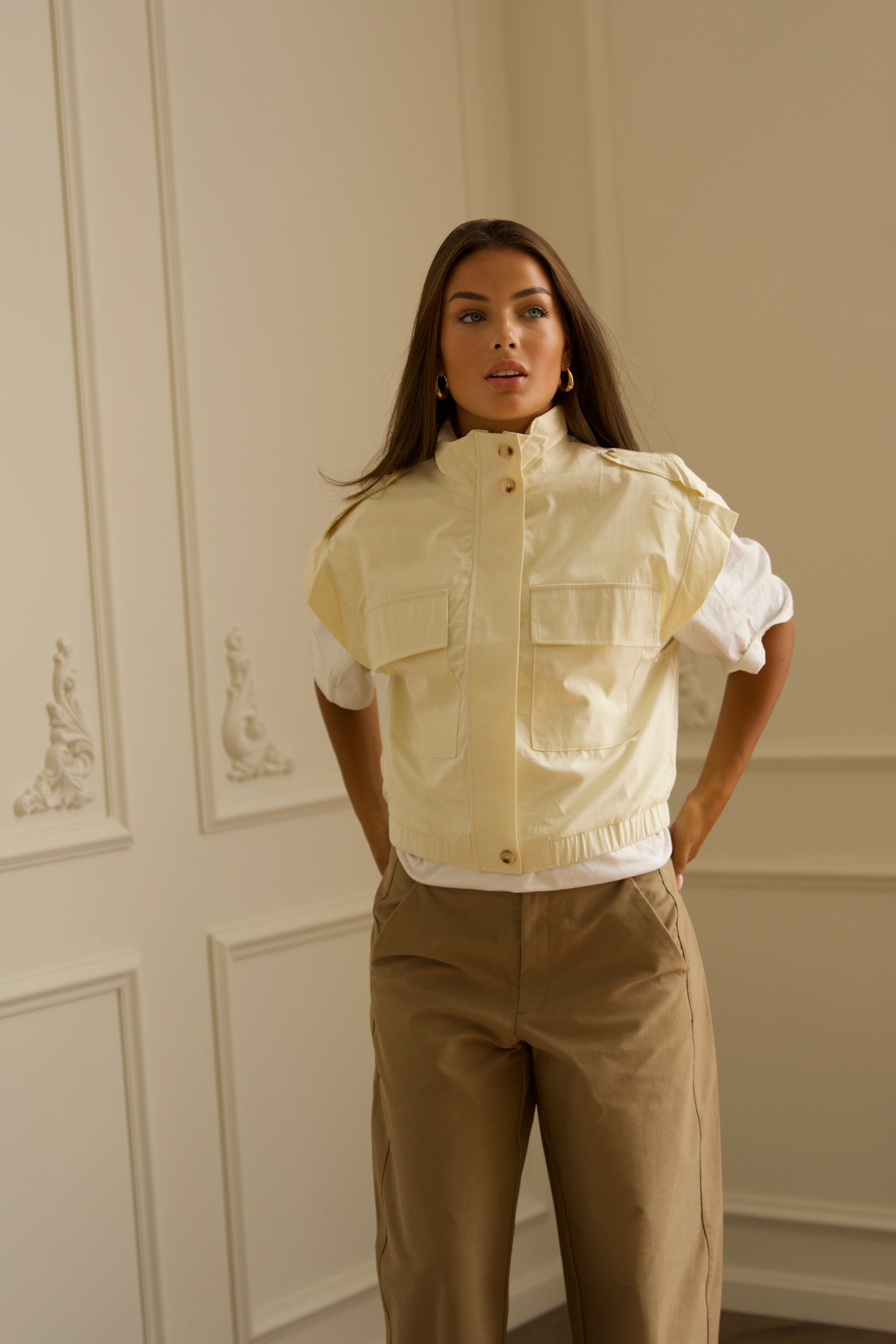 Utility Gilet - Cream-3