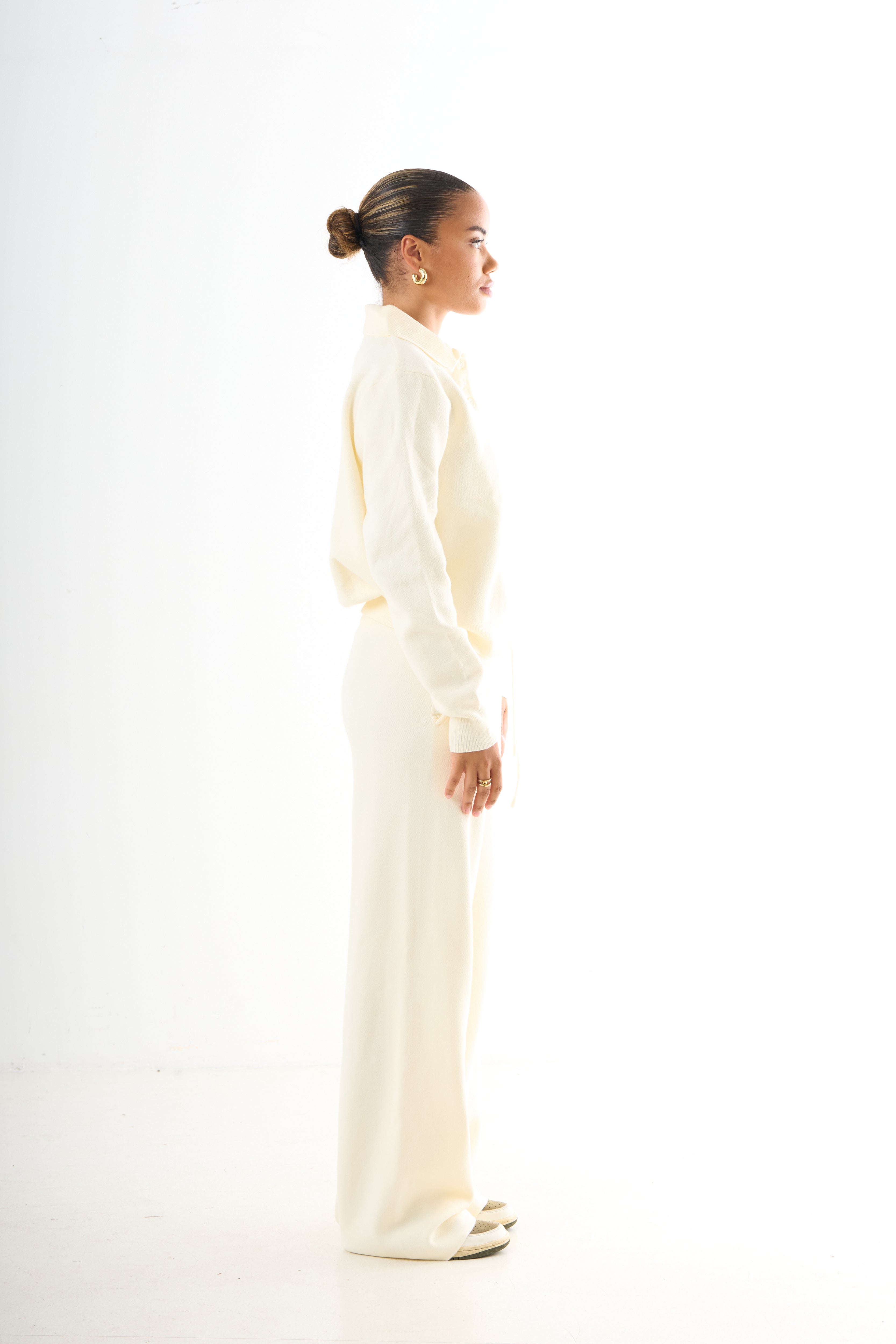 V-neck Knitwear Set - Cream-2